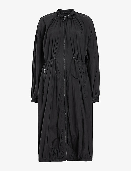 ALLSAINTS: Paris brand-print recycled-polyamide parka coat