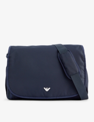 Emporio Armani Babies' Logo-embellished Woven Changing Bag In Blu Navy