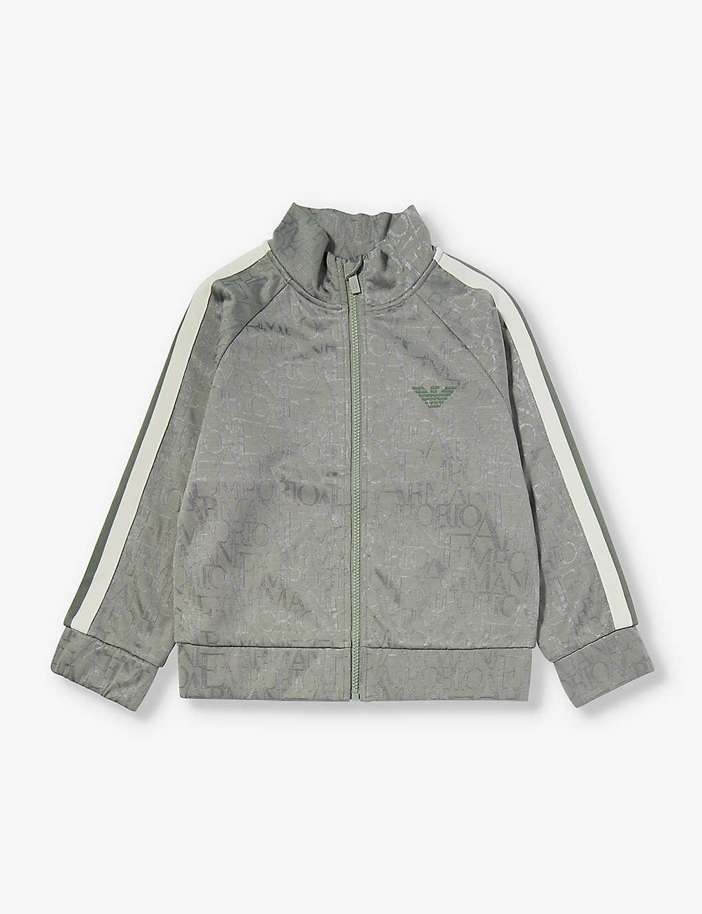 Emporio Armani Boys Salvia Kids Logo-patch Funnel-neck Woven-blend Jacket 6-14 Years In Multi-coloured