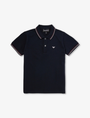 EMPORIO ARMANI: Brand-print short-sleeve stretch-cotton polo shirt 4-14 years