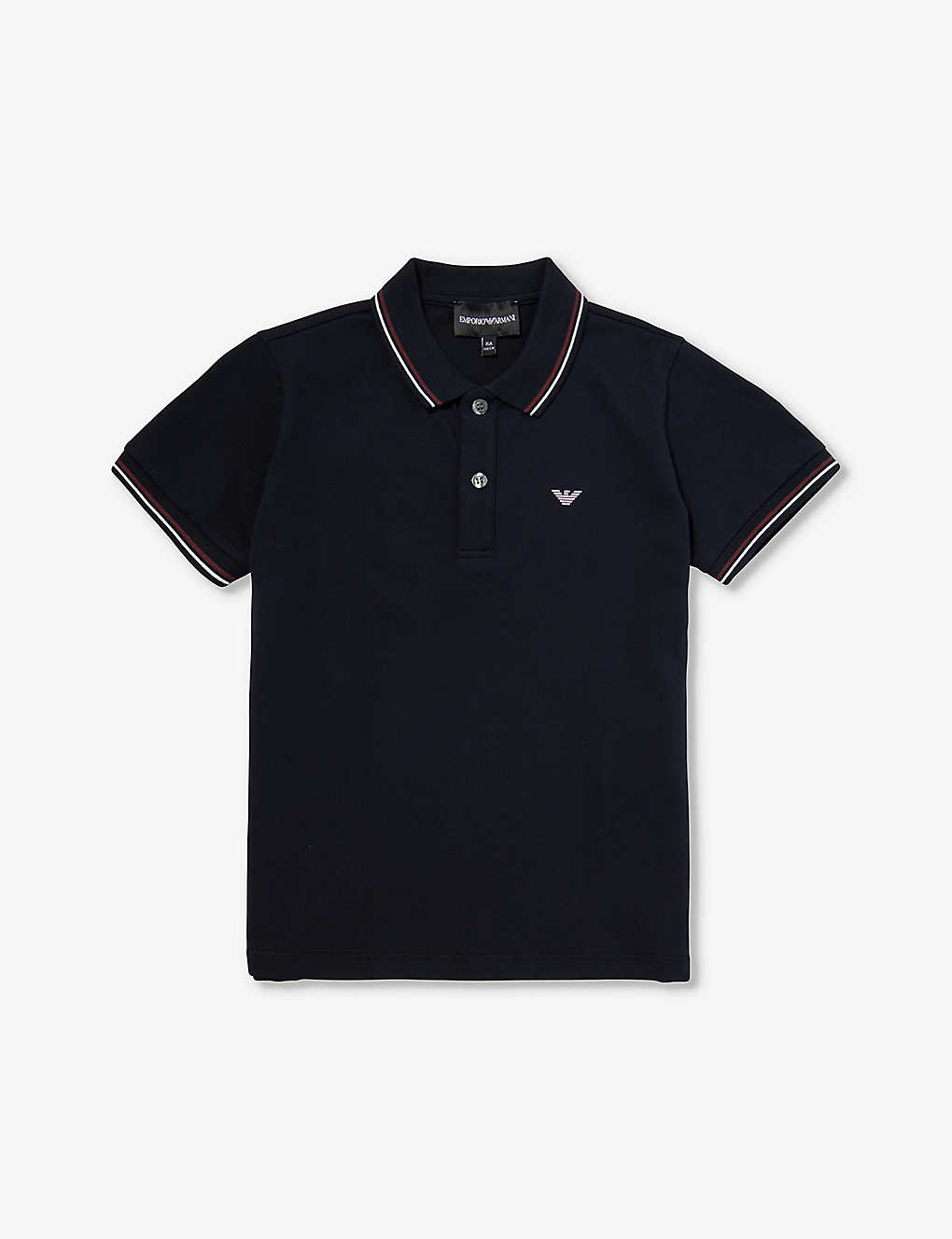 Shop Emporio Armani Brand-print Short-sleeve Stretch-cotton Polo Shirt 4-14 Years In Navy