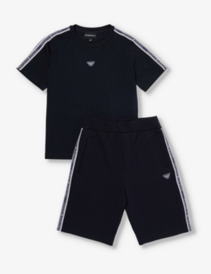 EMPORIO ARMANI: Brand-appliqué regular-fit cotton-jersey set  4-14 years