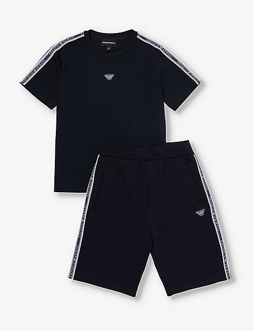 EMPORIO ARMANI: Brand-appliqué regular-fit cotton-jersey set 4-14 years