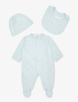 EMPORIO ARMANI: Eagle-motif three-piece cotton-blend gift set 1-6 months