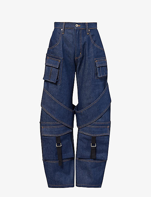 EB DENIM: Frederic cargo-pocket straight-leg jeans