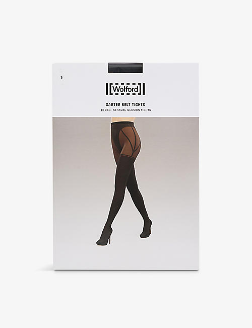 WOLFORD: Garter-belt stretch-woven tights