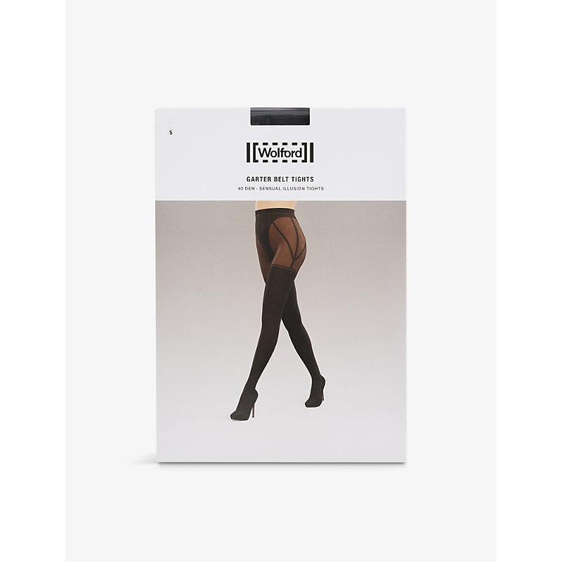 Wolford Womens Multi-coloured Garter-belt Stretch-woven Tights