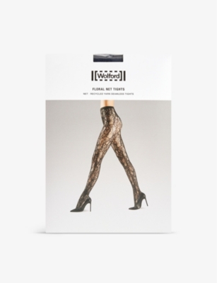 WOLFORD: Floral Net stretch-woven tights