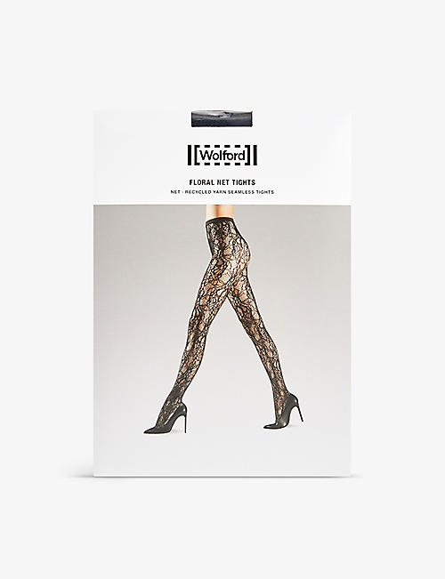 WOLFORD: Floral Net stretch-woven tights