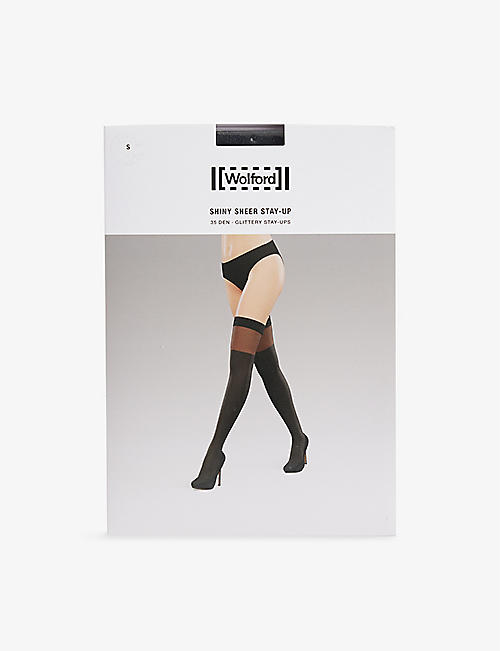 WOLFORD: Over-knee sheer stretch-woven stockings