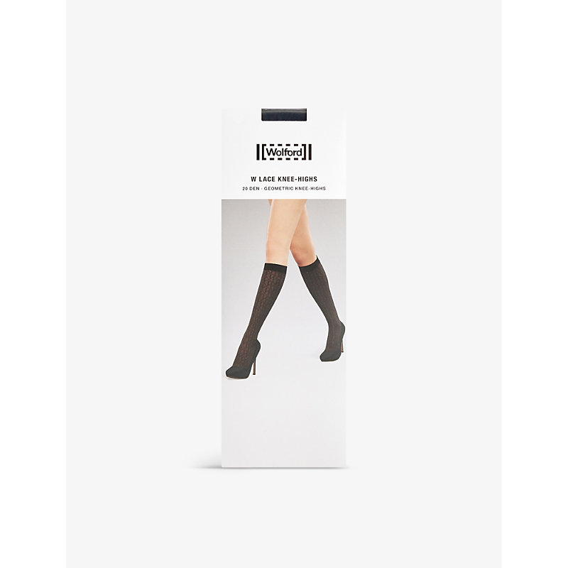 Wolford Womens Black W Lace Stretch-woven Knee-highs