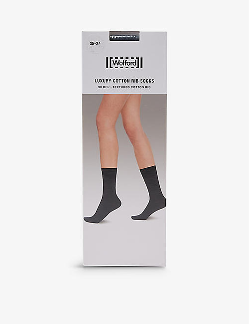 WOLFORD: Crew-length cotton-blend socks