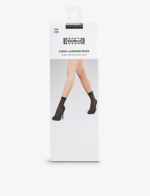 WOLFORD: Floral-jacquard stretch-woven socks