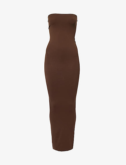 WOLFORD: Fatal strapless stretch-woven midi dress