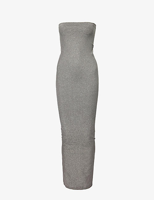 WOLFORD: Fading Shine strapless stretch-woven midi dress