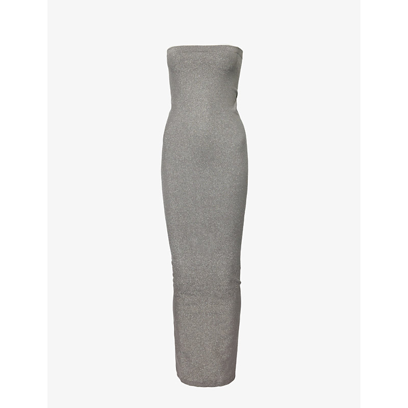 Shop Wolford Women's Titanium Shine Fading Shine Strapless Stretch-woven Midi Dress