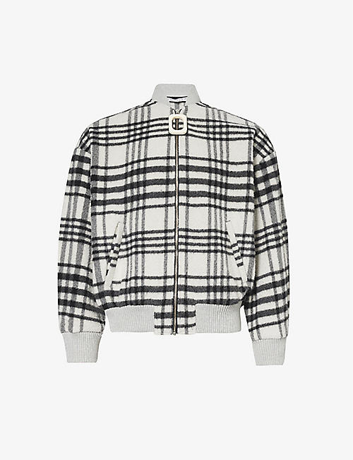 JW ANDERSON: Check-pattern brushed-texture wool-blend jacket