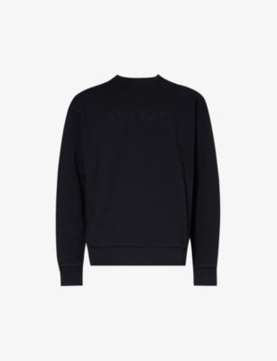 Shop Jw Anderson Men's Black Logo-embroidered Relaxed-fit Cotton Sweatshirt