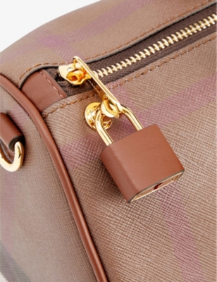 BURBERRY: Check-print medium coated-cotton top-handle bag