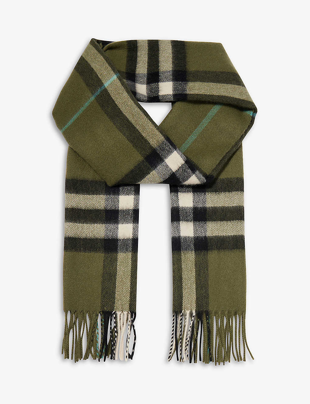 BURBERRY BURBERRY WOMEN'S GREEN GIANT CHECK CASHMERE SCARF
