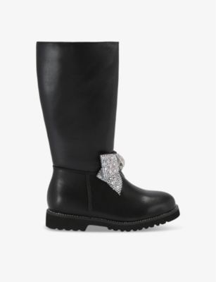 KURT GEIGER LONDON: Kensington high-leg leather boots 7-9 years