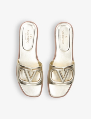 VALENTINO GARAVANI: VLOGO cut-out leather slides