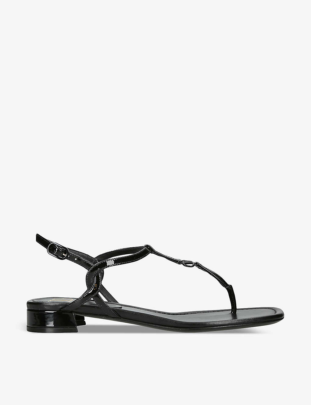 Valentino Garavani Womens Black Vlogo Leather Thong Sandals