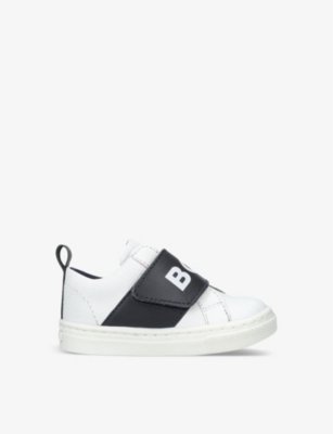 BOSS: Kids' logo-print leather low-top trainers