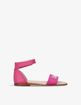 Shop Chloé Chloe Girls Pink Kids Stellar Woven-branded Leather Sandals 2-5 Years