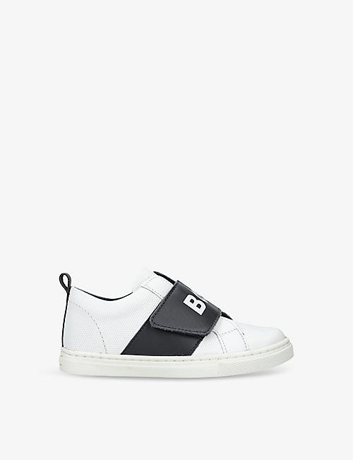 BOSS BY HUGO BOSS: Kids' logo-print leather low-top trainers