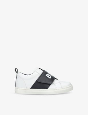 Shop Boss By Hugo Boss Boss Boys White Kids' Logo-print Leather Low-top Trainers