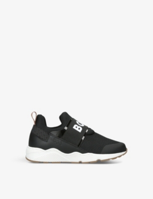 BOSS BY HUGO BOSS: Logo-strap low-top mesh woven trainers