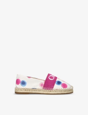 Chloé Kids' Branded Dotted Woven Espadrilles In Mult/other