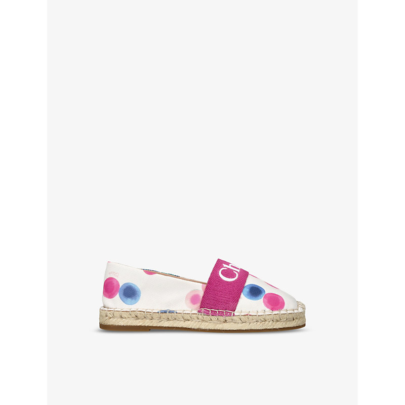 Chloé Kids' Branded Dotted Woven Espadrilles In Mult/other