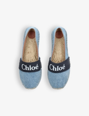Shop Chloé Chloe Girls Denim Kids Branded Rope-sole Denim Espadrilles 6-9 Years