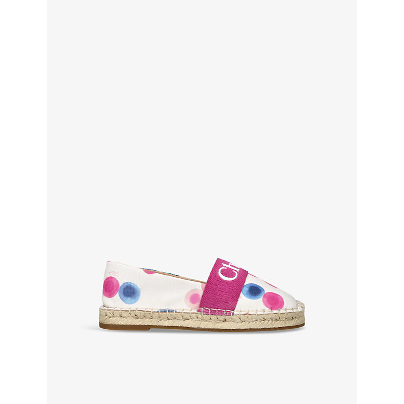 Shop Chloé Chloe Girls Mult/other Kids Branded Dotted Fabric Espadrilles 9-10 Years