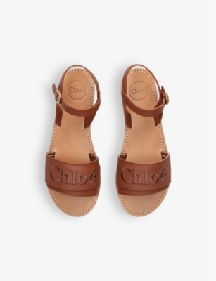 CHLOE: Stellar brand-embroidered leather sandals 6-10 years