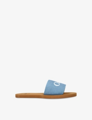 Chloé Chloe Girls Denim Kids Branded Denim Sliders 6-9 Years In Denim