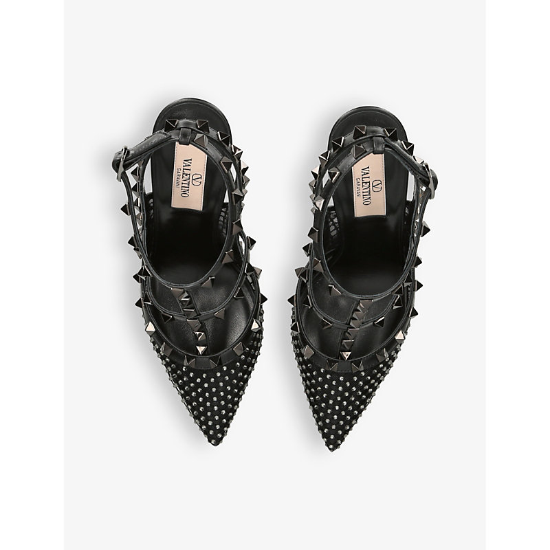 Shop Valentino So Noir 100 Studded Leather Courts In Blk/other