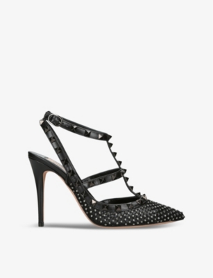 VALENTINO GARAVANI: So Noir 100 studded leather courts