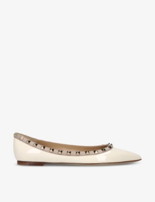 VALENTINO GARAVANI: Rockstud pointed-toe leather flats