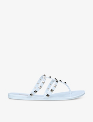 Valentino Garavani Womens White Rockstud Pvc Gladiator Sandals