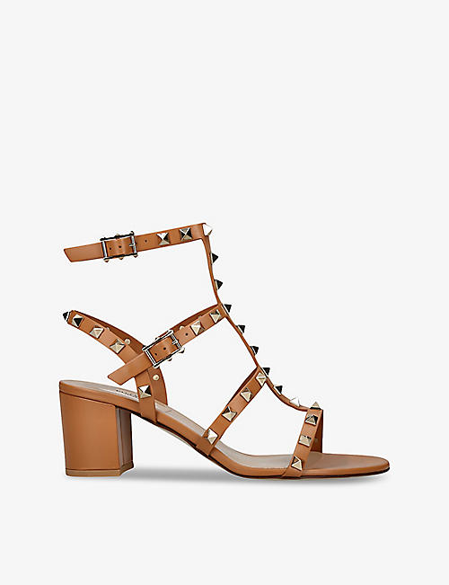 VALENTINO GARAVANI: Rockstud open-toe leather heeled sandals