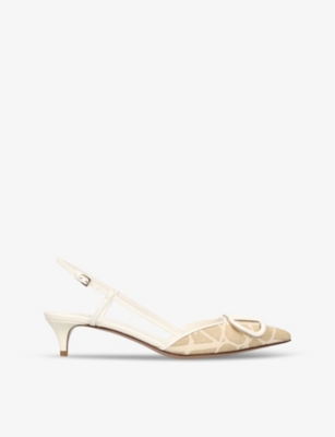 VALENTINO GARAVANI: VLOGO slingback raffia heeled courts