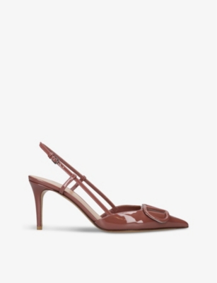 VALENTINO GARAVANI: VLOGO 80 pointed-toe leather slingback courts