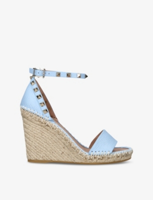 VALENTINO GARAVANI: Rockstud 105 leather espadrille wedges