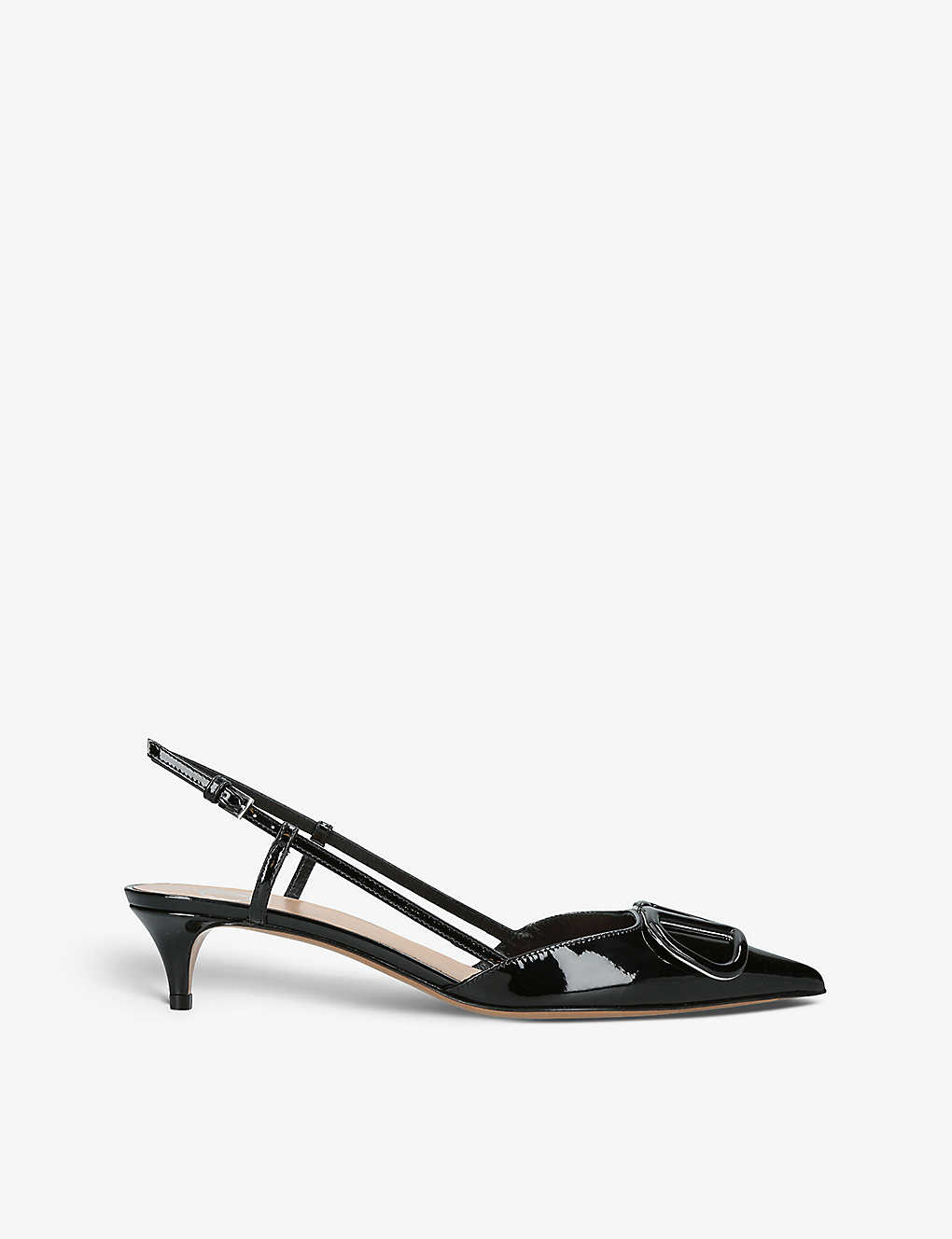 Shop Valentino Vlogo 40 Patent-leather Slingback Courts In Black