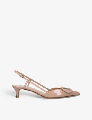 Valentino Garavani Womens Blush Vlogo 40 Patent-leather Slingback Courts In Nude (lingerie)