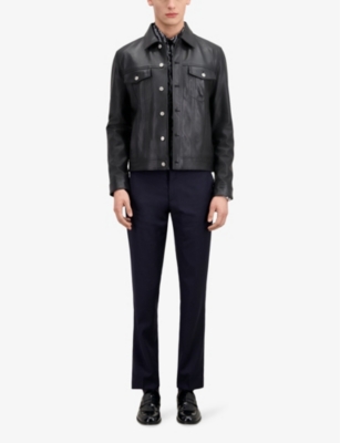 THE KOOPLES: Classic-collar fitted leather jacket