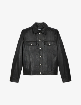 THE KOOPLES: Classic-collar fitted leather jacket